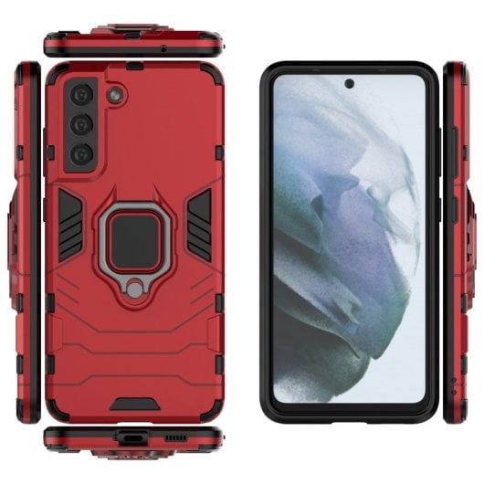 Étui magnétique numérique Max Power avec anneau rouge pour Samsung Galaxy S21 Fe