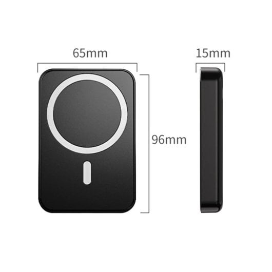 Klack Bateria Externa Magnética 10.000mAh 15W com Qi e Magsafe Preta