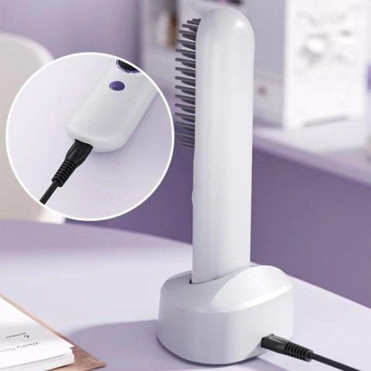 Escova Modeladora Klack Inalâmbrica Queratina 9 Temperaturas Base de Carga Compacta