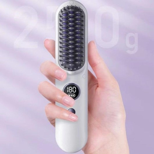 Escova Modeladora Klack Inalâmbrica Queratina 9 Temperaturas Base de Carga Compacta