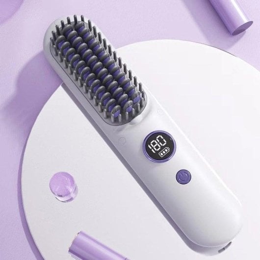 Escova Modeladora Klack Inalâmbrica Queratina 9 Temperaturas Base de Carga Compacta