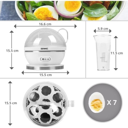 Duronic EB27 Hervidor de Huevos 400W 7 Huevos Avisador Sonoro Función Mantener Caliente