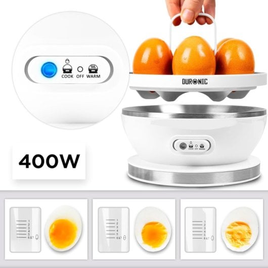 Duronic EB27 Hervidor de Huevos 400W 7 Huevos Avisador Sonoro Función Mantener Caliente
