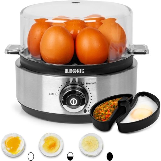 Duronic Eb40 Hervidor De Huevos 400W 7 Huevos Termostato y Minutero Apagado Automático
