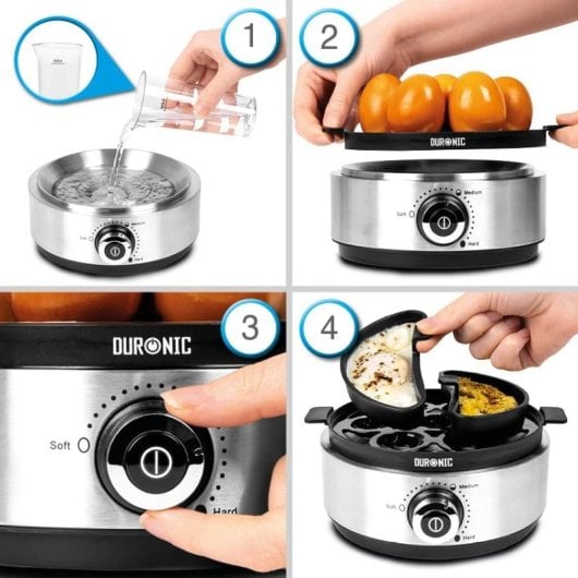 Duronic Eb40 Hervidor De Huevos 400W 7 Huevos Termostato y Minutero Apagado Automático