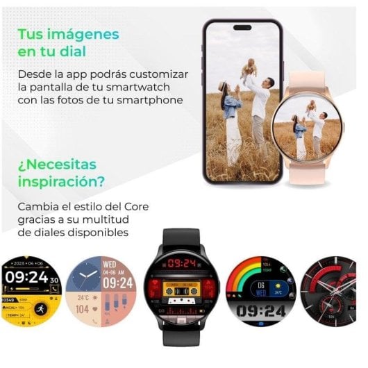 Ksix Core Bluetooth 46mm AMOLED Jaune Taille Unique IP67 SpO2 Pulsomètre Suivi Sommeil