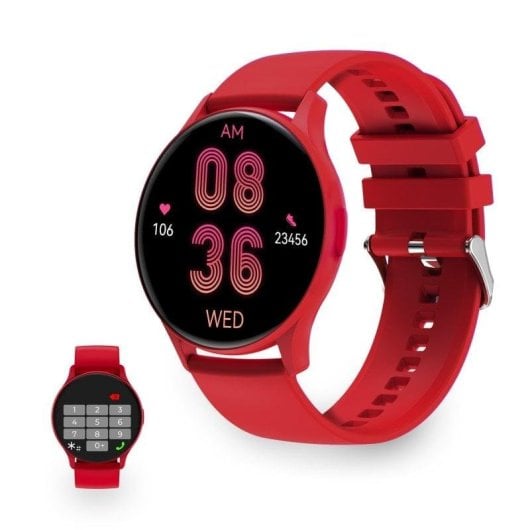 Ksix Core Bluetooth 46mm AMOLED Rouge M Étanche IP67 SpO2 Pulsomètre Sommeil