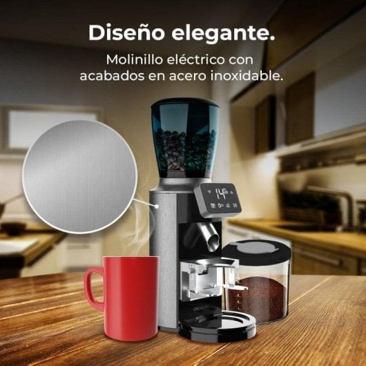 Moulin à café Cecotec SteelMill Touch inox 30 niveaux 300g 200W écran LED