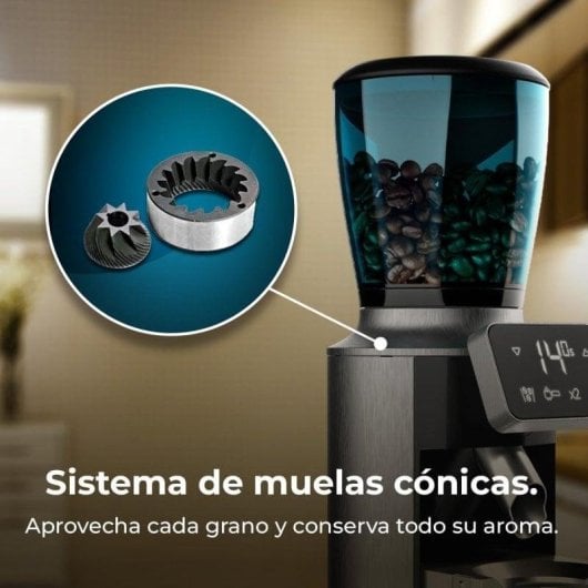 Moulin à café Cecotec SteelMill Touch inox 30 niveaux 300g 200W écran LED