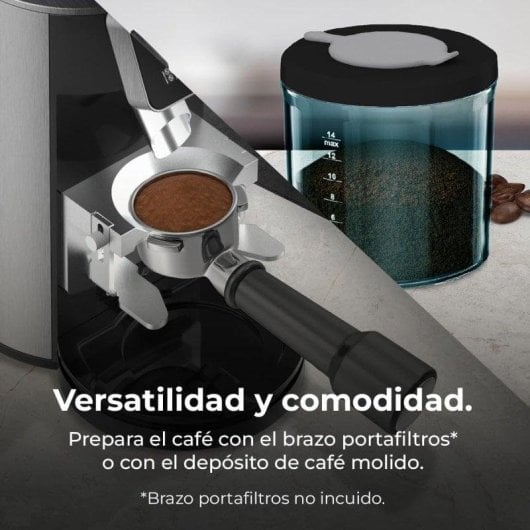 Moulin à café Cecotec SteelMill Touch inox 30 niveaux 300g 200W écran LED