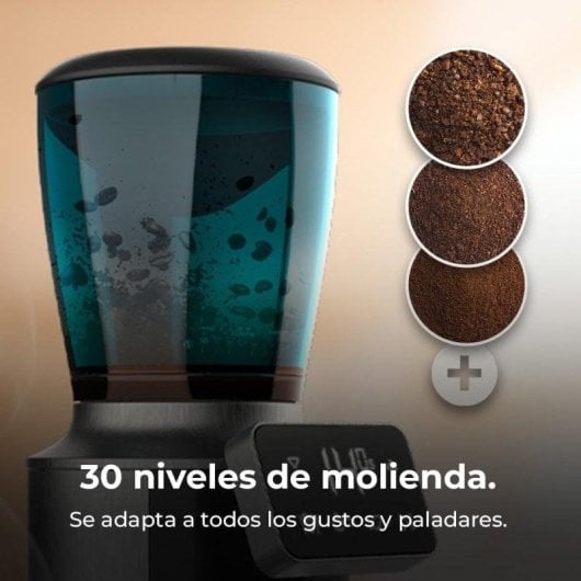 Moulin à café Cecotec SteelMill Touch inox 30 niveaux 300g 200W écran LED