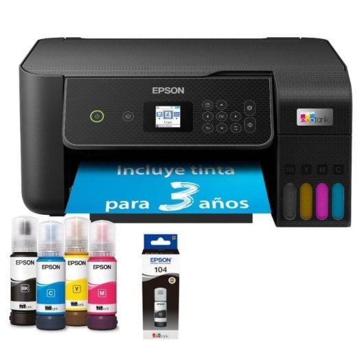 Epson EcoTank ET-2870 Impressora Multifunções a Cores WiFi + Epson 104 Tinteiro Preto