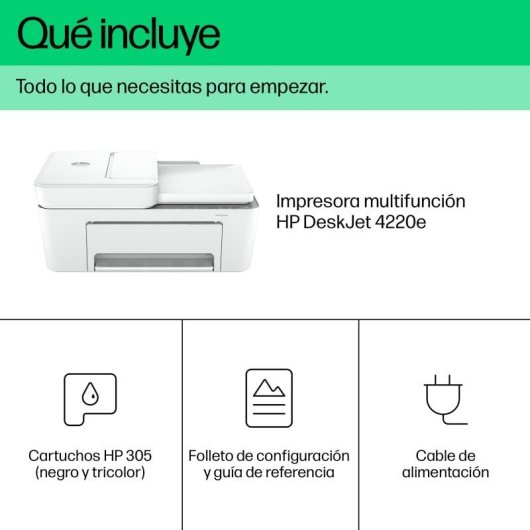HP DeskJet 4220e Multifunções a Cores WiFi Branca + 3 Meses Instant Ink + HP 1000 Rato USB Preto