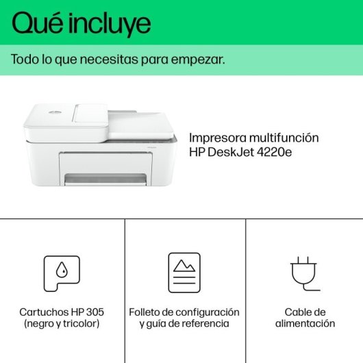 HP DeskJet 4220e Multifunzione a colori WiFi Bianco + 3 mesi di inchiostro istantaneo + Mouse USB HP 1000 Nero