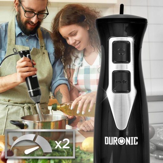 Duronic HB35C Batidora de Mano 350W 2 Velocidades Cuchillas Acero Inox 2 Jarras de 600ml