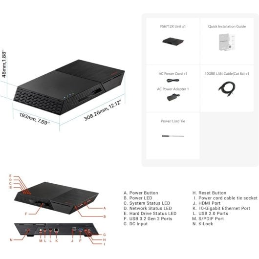 Asustor Flashstor 12 Pro FS6712X NAS 12 Bahías Negro