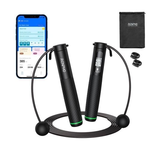 Corde à sauter intelligente Renpho noire