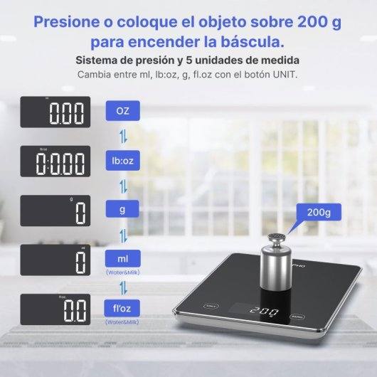 Küchenwaage Renpho Calibra 1L Schwarz Bluetooth LED-Timer 5kg