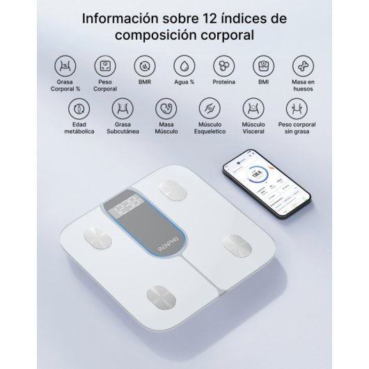 Balança Bioimpedancia Renpho Elis 1C Até 182,5 kg 13 Índices Bluetooth Wi-Fi