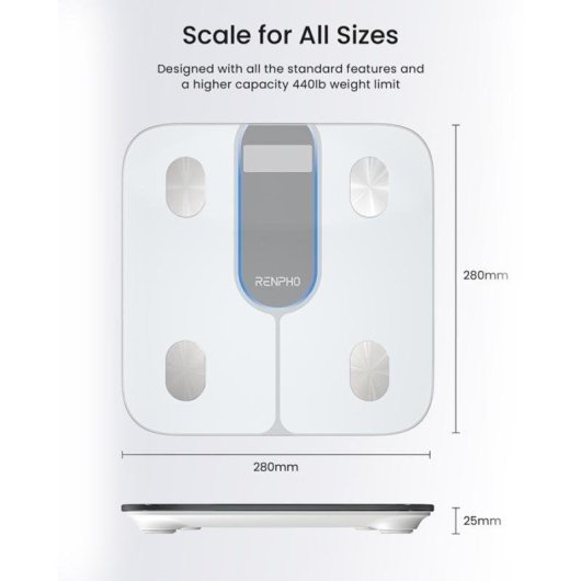 Balança Bioimpedancia Renpho Elis 1C Até 182,5 kg 13 Índices Bluetooth Wi-Fi
