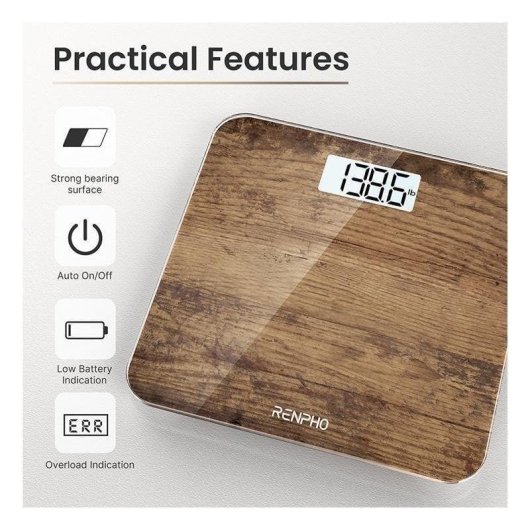 Balança Digital Renpho Core 1S Até 180 kg Ecrã LED Base Antiderrapante