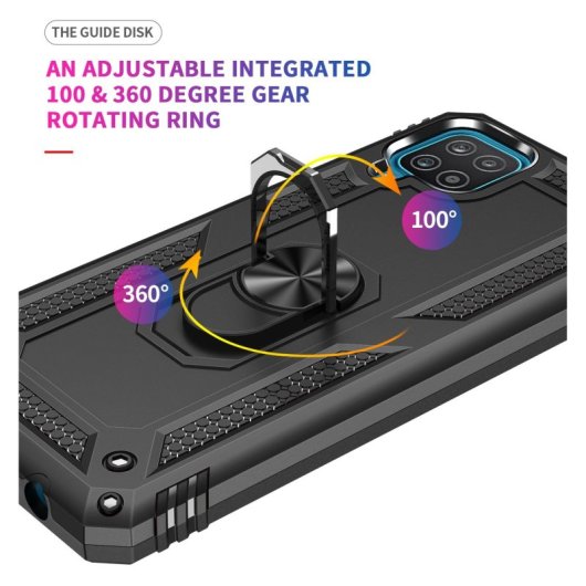 Étui magnétique Max Power Digital avec anneau rotatif, noir, pour Samsung Galaxy A12/M12