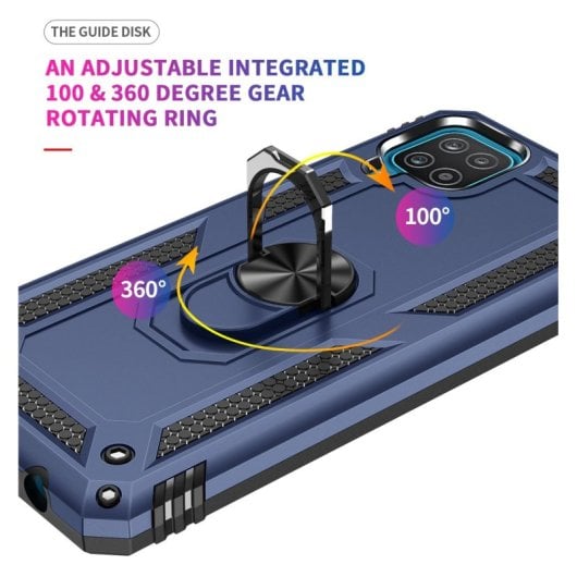 Max Power Digitale Magnet-Schutzhülle mit Drehring, Blau, für Samsung Galaxy A12/M12