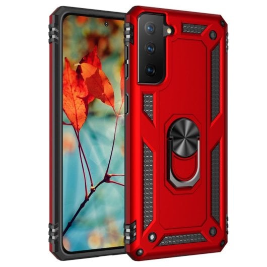 Étui magnétique Max Power Digital avec anneau rotatif, rouge, pour Samsung Galaxy S21 FE 5G