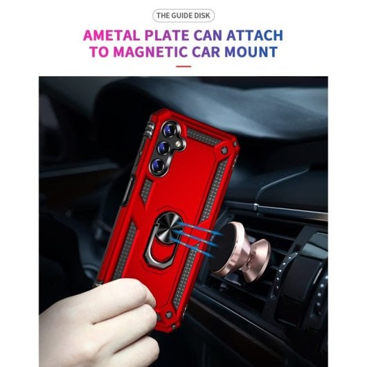 Max Power Digitale Magnet-Schutzhülle mit Drehring, Rot, für Samsung Galaxy A14