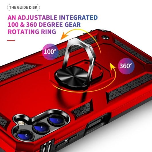 Max Power Digitale Magnet-Schutzhülle mit Drehring, Rot, für Samsung Galaxy A14