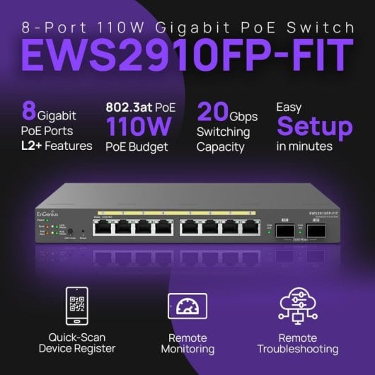 EnGenius EWS2910FP-FIT Switch L2-L3 8 Portas Gigabit 2 SFP