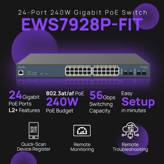 EnGenius Fit EWS7928P-FIT Switch Gestionado L2-L3 24 Puertos Gigabit 4 SFP