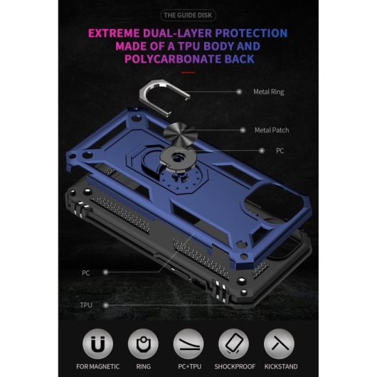 Max Power Digital-Magnethülle mit Ring-Technologie in Militärqualität, Blau für iPhone 13