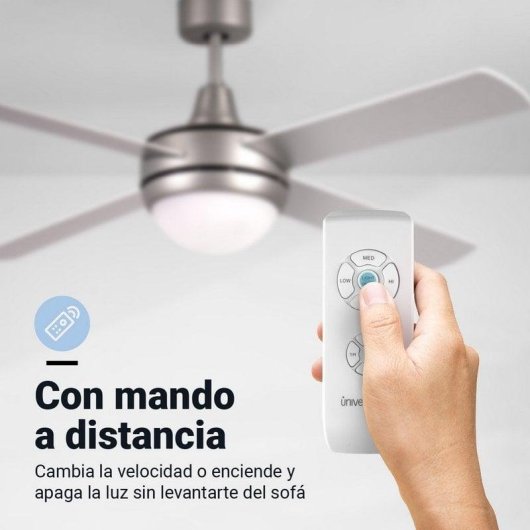Ventilatore da soffitto universale blu Siroco 6042X a 3 velocità con luce e telecomando 55W