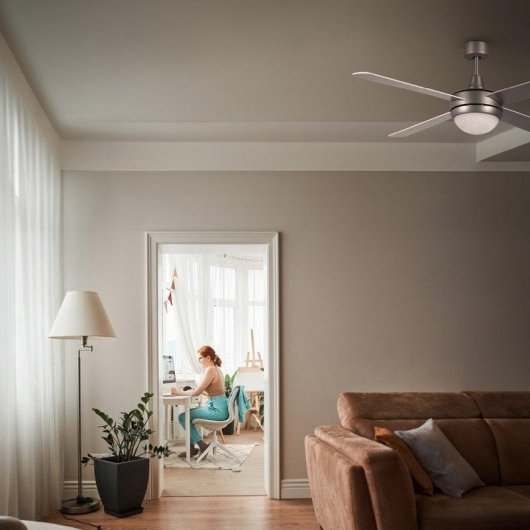 Ventilatore da soffitto universale blu Siroco 6042X a 3 velocità con luce e telecomando 55W