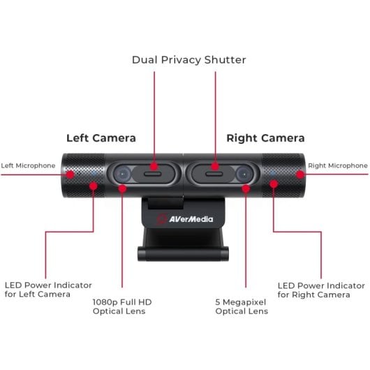 Avermedia DualCam PW313D Webcam Dupla FullHD Preta