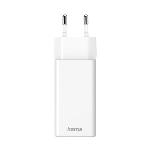 Hama Mini Caricabatterie GSM 220V ``65W´´ USB-A+USB-C, 2 porte, QC+PD+GaN Bianco