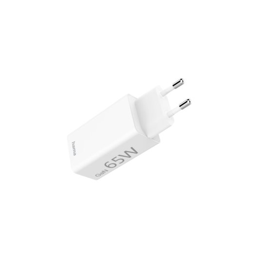 Hama Mini Caricabatterie GSM 220V ``65W´´ USB-A+USB-C, 2 porte, QC+PD+GaN Bianco