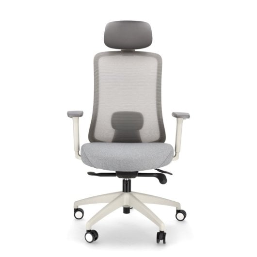 Cadeira ergonômica de malha Spacio Ardena com apoio de cabeça cinza