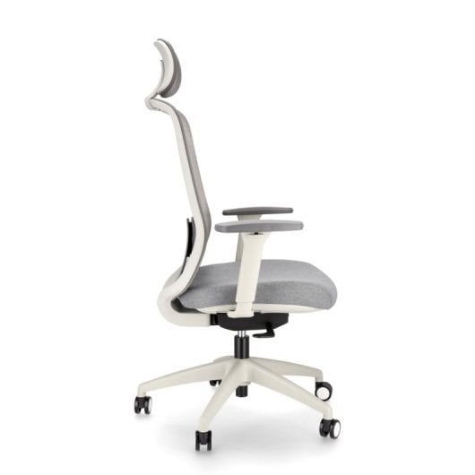 Cadeira ergonômica de malha Spacio Ardena com apoio de cabeça cinza