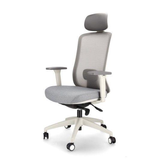 Cadeira ergonômica de malha Spacio Ardena com apoio de cabeça cinza