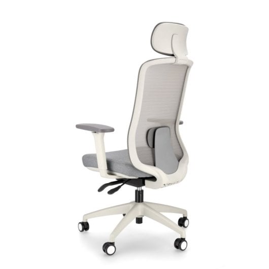 Cadeira ergonômica de malha Spacio Ardena com apoio de cabeça cinza