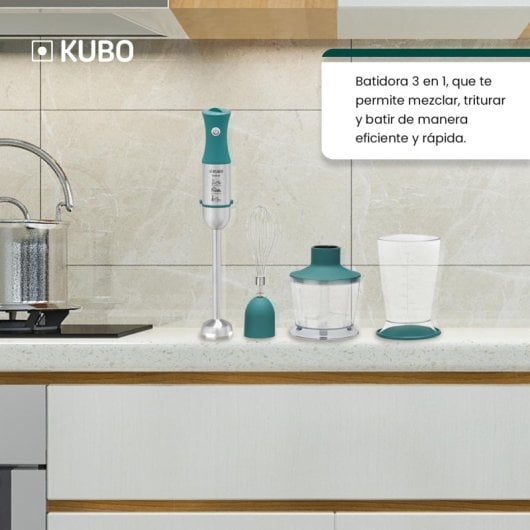 Kubo Batidora de Mano 3 en 1 1000W Verde/Inox