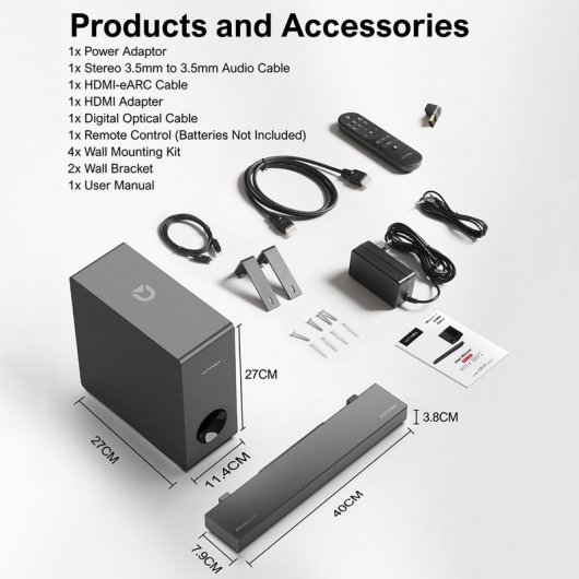 Ultimea Nova S50 Barra de Sonido 2.1 con 3 Altavoces Negros