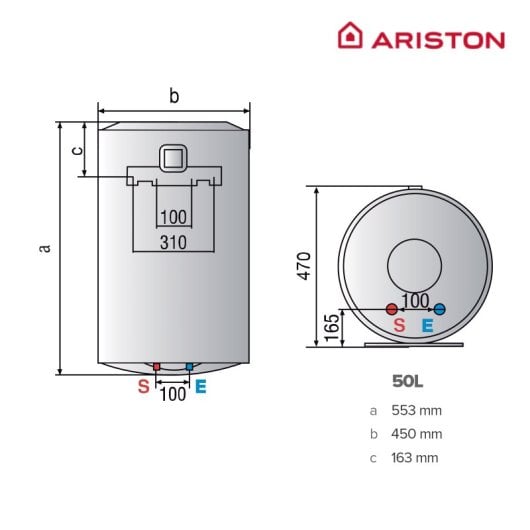 Ariston Lydos WiFi 50 Termo Eléctrico Vertical 50L B + Soporte de Pared Instafix