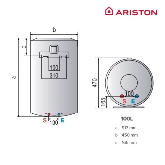 Ariston Lydos WiFi 100 Termo Eléctrico Vertical 100L B + Soporte de Pared Instafix