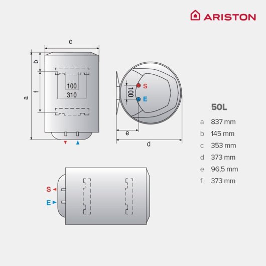 Ariston Pro1 Eco Slim Termo Eléctrico Vertical 50L B