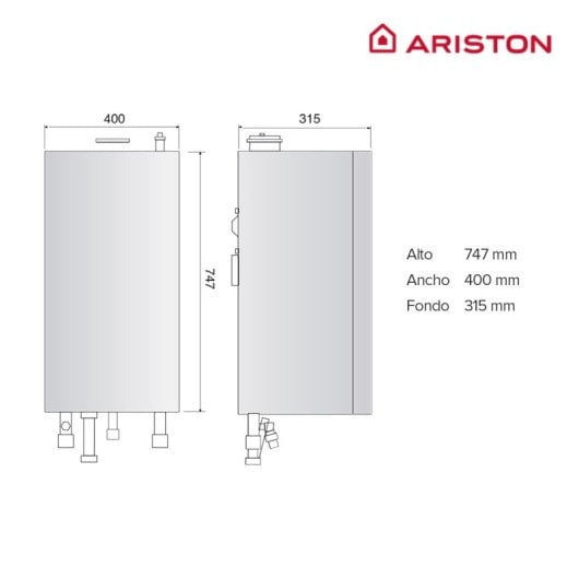 Ariston HS Premium 24 Caldera de Condensación 24kW A + Kit 3 Grifos + Kit Salida de Humos