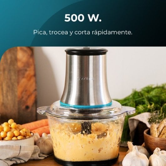 Cecotec Chopbeat 2000 Vindaloo Glass Picadora de 4 Hojas 500W 500g