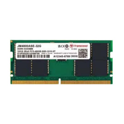 Memoria RAM Transcend JetRam 32GB 1x32GB DDR5 4800MHz CL40 SO-DIMM